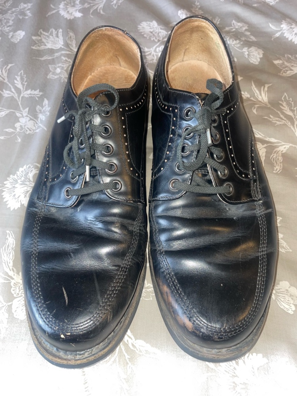 Vintage Men's Black Leather Lace-Up Dress Shoes sz 10